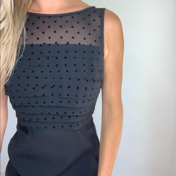Loft NWT Black Polka Dot Layered Sheath Dress sz 2 - Picture 6 of 12